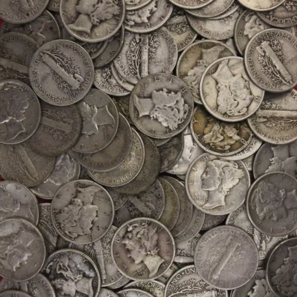 10 Silver Mercury Dimes Junk Silver Coins Legible Dates No Slicks or Major Damage 90 Percent Silver